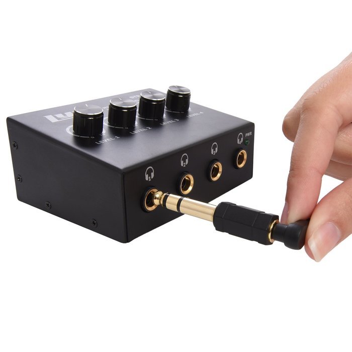 LyxPro STP10 Compact 4 Channel Headphone Amplifier 1/4" and 3.5mm (Mini 1/8") Stereo Mono & RCA Inputs, Clean... N3