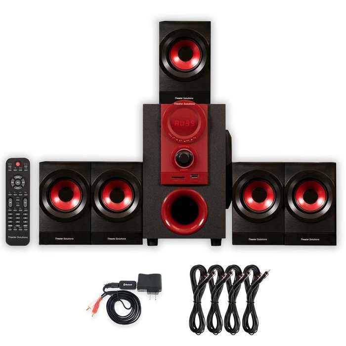 Theater Solutions TS521 Home 5.1 Speaker System with Bluetooth and 4 Extension Cables N2