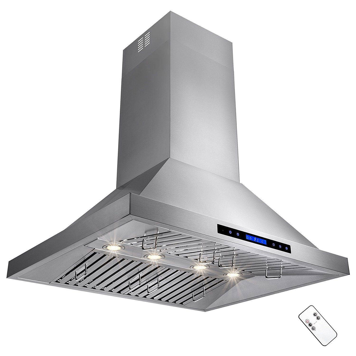AKDY® 36" Stainless Steel Island Mount Range Hood Touch Screen Display