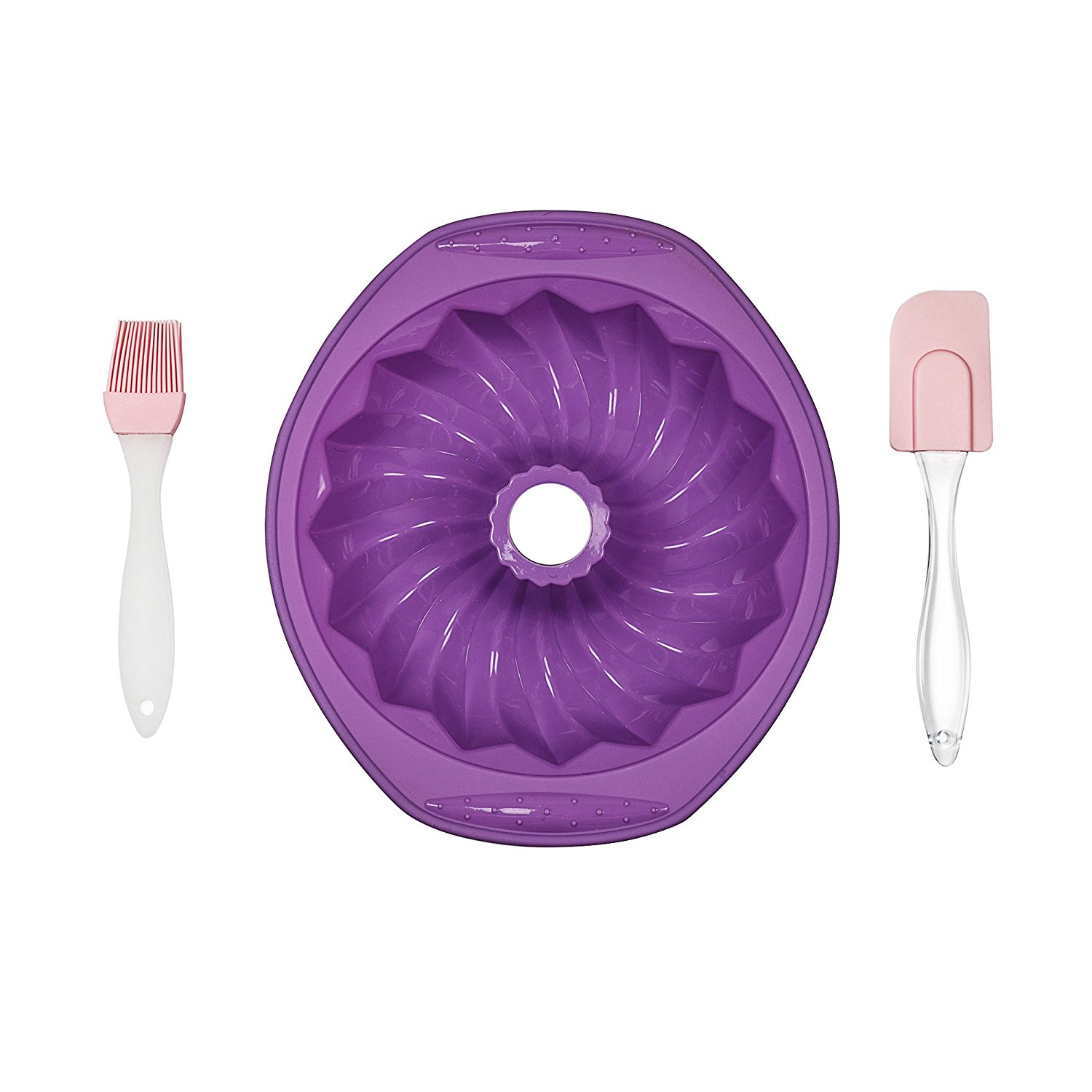 Premium Silicone Bundt Pan w/ Brush and Spatula Random Color N3 free ...