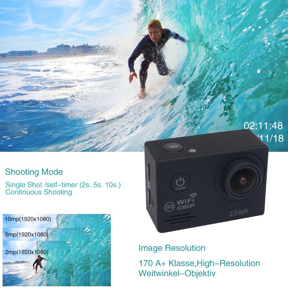 Mcoplus 2.0 Inch 30m Waterproof Wifi Action Sports Camera SJ7000 1080P ...