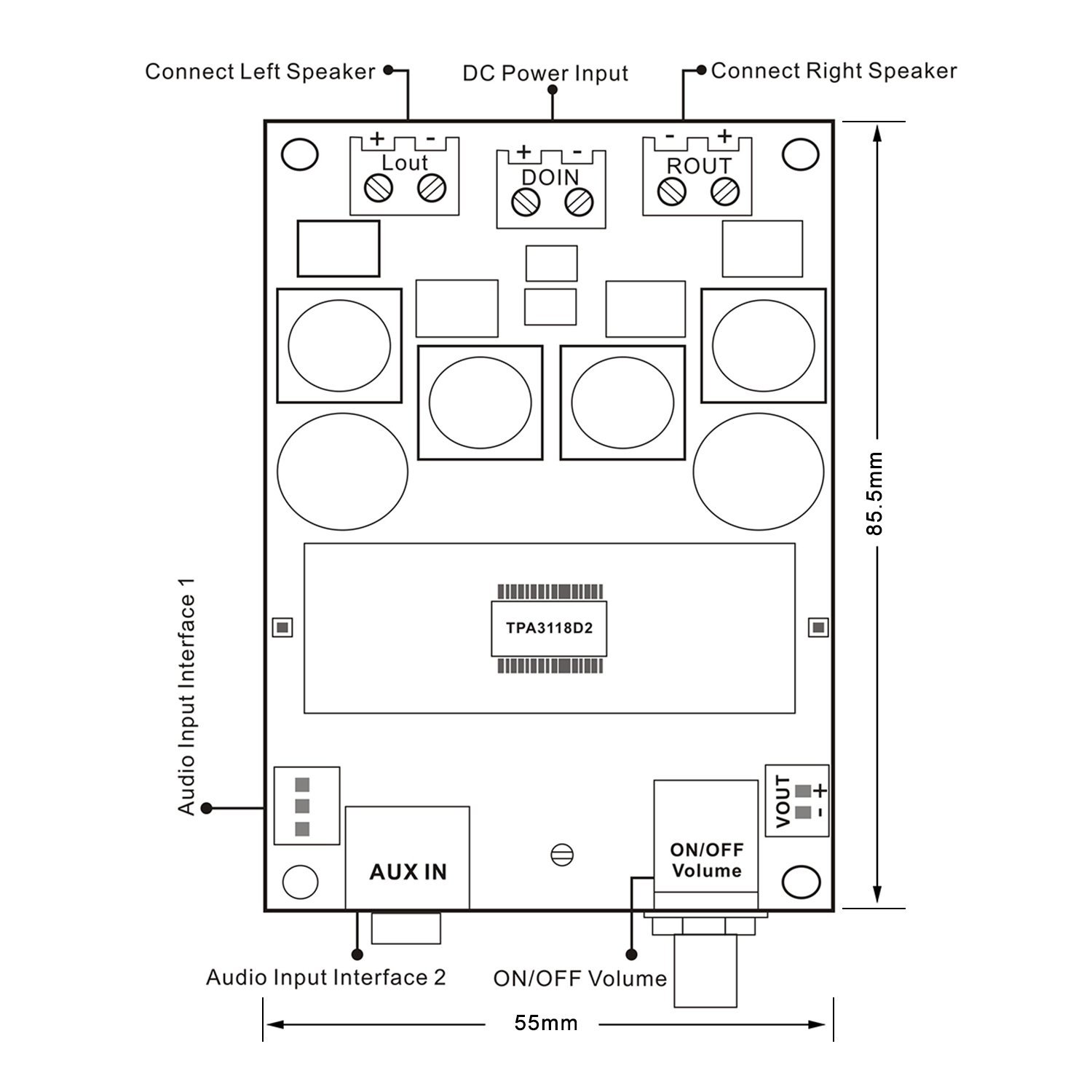DROK TPA3116 Digital Power Amplifier Board 12-24V High Power Amplifier ...
