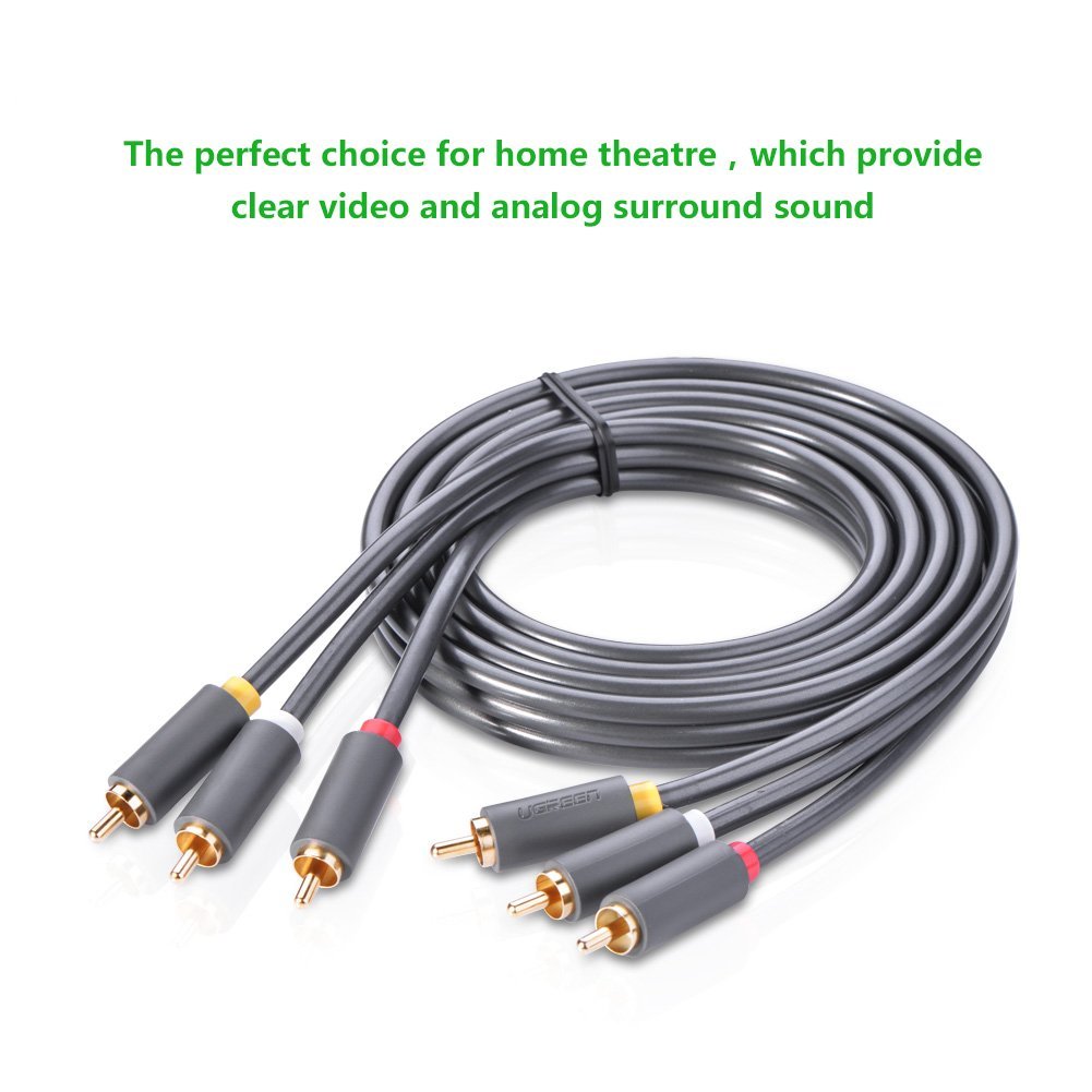 Ugreen 3rca Male To 3rca Male Stereo Audio Video Cable Rg59 Gold Plated For Connecting Your Vcr 4561