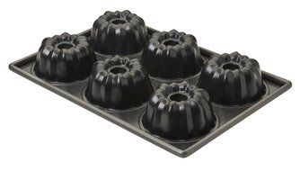 Focus Foodservice Commercial Bakeware 6 Count 3-7/8-Inch Non-Stick Fluted Mini Tube Cake Pan N2