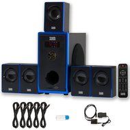 Acoustic Audio AA5102 Home 5.1 Speaker System with USB Bluetooth Optical Input and 5 Ext. Cables N2