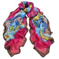TR.OD 1x Lady Beach Sunblock Printed Floral Chiffon Scarf Shawl