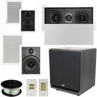 Theater Solutions 5.1 Home Theater 4 Speaker Set with Center, 12" Powered Sub and More TS5W6WL51SET7