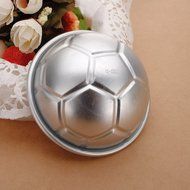 Water &amp; Wood 3.2&quot; 3D Football Soccer Aluminum DIY Birthday Cake Baking Jello Pan Mold Mould N3
