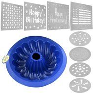 BSS - SmartwareT Silicone Bundt Pan - Blue + Set of Stencils