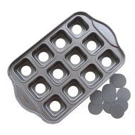 Astra Gourmet 12 Cavity Mini Cheesecake Pan Cupcake Pan Springform Pan Bundt Cake Pan with Removable Bottom, Square N2