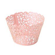 Yingwei Pink Hollow Style Baking Cups Purefly Cupcake Liners Muffin Cake Molds Sets 50pcs N2