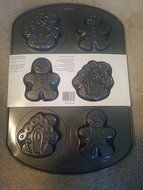 Wilton 6 Cavity Non-Stick Cookie Pan ... gingerbread man, gingerbread house N2