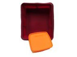 1 Piece Silicone Square Lasagne Cake Pan for Colour Red Wine or Red + Free Tupperware Square A-way 250ml