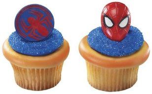 12 Spiderman Cupcake Rings Mask &amp; Face New