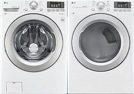 LG White Front Load Laundry Pair with WM3170CW 27" Washer and DLG3171W 27" Gas Dryer