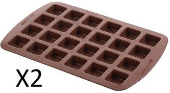 Wilton 24 Cavity Food Grade Silicone Brownie Cake Squares Baking Mold (2-Pack)