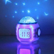 Music Star Projection Alarm Clock with Little Star Glow Night Light Projector