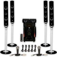 Acoustic Audio AAT1000 Tower 5.1 Speaker System with 2 Mics Powered Sub and 5 Extension Cables N2