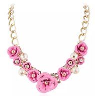 Mashahan Fashion Womens Pearls Colorful Flower Necklace for Evening N2