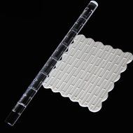 Fondant Transparent Acrylic Carved Wood Grain Printing Non-stick Mini Rolling Pin for Cake Decorating Tool N13