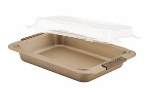 Anolon Advanced Bronze Nonstick Bakeware 9-Inch x 13-Inch Covered Cake Pan with Silicone Grips N3