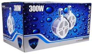 Package: (2) Pairs of Rockville RWB80W 8" White WakeBoard Tower Speakers Totaling 1200W + Rockville RXM-F4 Marine... N4