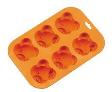 Parukinzoku 6 Cup Silicone Cupcake Mold Red - Bear N2