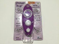 Zadro Water Resistant AM/FM Shower Bug Shower Radio, Purple