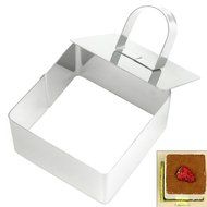 Mini Stainless Steel Mousse Cake Ring Mold Slicer Cookie Cutter DIY Baking Tools with Push Piece Square N5