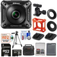 Nikon KeyMission 360 Wi-Fi Shock &amp; Waterproof 4K Video Action Camera Camcorder with 32GB Card + Battery + Case...