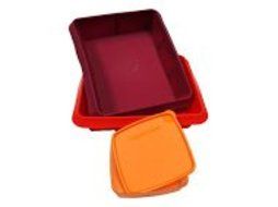 2 Piece Silicone Square Lasagne Cake Pan for Colour Red Wine or Red + Free Tupperware Square A-way 250ml