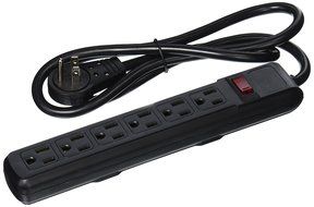 CableWholesale 845-51W1-12204 Surge/Modem Protector Power Strip, Flat Rotating Plug, 6 Outlet, Black Horizontal...