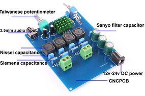 Qianson DC 12V-24V TPA3116 D2 2x 50W Class D Dual Channel Digital Audio Power Amplifier Board BTL N2