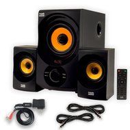Acoustic Audio AA2170 Home 2.1 Speaker System with Bluetooth FM Tuner USB Multimedia and 2 Ext. Cables