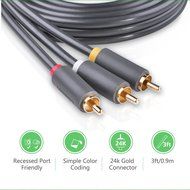 Ugreen 3RCA Male to 3RCA Male Stereo Audio Video Cable RG59 Gold Plated for Connecting Your VCR, DVD, HD-TV, and... N7