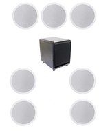 7.1 Home Theater Flush Inwall Speaker Package with Amplified Subwoofer- Seven Flush Ceiling 6.5" 2-way Speakers...