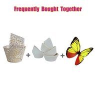 ForPeak Standard Size White Cupcake Paper Baking Cup Pack Cup Liners Cupcake Wrappers 100 Pcs and Butterfly Cupcake... N2