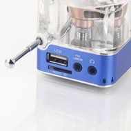 Getmore Durable Mini Multimedia Speaker LCD Mp3 Fm Radio for Micro Sd Mp3 USB Blue N7