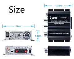 HuanX35 Lepy LP-2020A Audio Amplifier 2x20W Digital Mini Hi-Fi Stereo Power Amplifier With Power Adapter(Black) N4