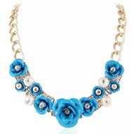 Mashahan Fashion Womens Pearls Colorful Flower Necklace for Evening N6