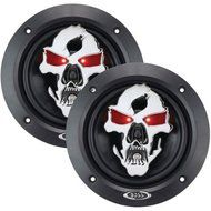 BOSS AUDIO SK553 Phantom Skull Series 3-Way Black Injection Cone Speakers with Custom-Tooled Removable Skull Covers...