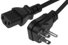 SF Cable, US Universal Wall Side Right Angle Power Cord, IEC320 C13 to NEMA 5-15P (6 Feet) N3