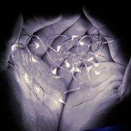 RioRand&reg;Micro 20 LED Multicolor White Lights Battery Operated on 7ft Long Silver Color Ultra Thin String Copper... N4