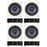 Blue Octave RW10 In Wall 10" Passive Subwoofer Speakers Home Theater 4 Sub and 4 Amp Set