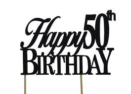 Black Happy 50th Birthday Cake Topper N3