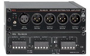 RDL RU-MLD4T MicLine Distribution Amplifier 4 CH with Studio Quality Audio Output Transformer - Power Supply Included