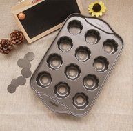Astra Gourmet 12 Cavity Mini Cheesecake Pan Cupcake Pan Springform Pan Bundt Cake Pan with Removable Bottom, Square N8