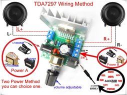 Qianson AC 7-18V / DC 5V-12V TDA7297 2x 15W Audo Power Amplifier Board 15W+15W Dual-Channel Stereo AMP Module N5