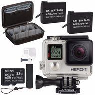 GoPro HERO4 Silver + Rechargeable Battery + The Handler + Sony 32GB microSDHC Card + Case for GoPro HERO4 and...