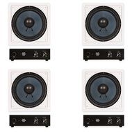 Blue Octave BDW10 In Wall 10" Passive Subwoofer Speakers Home Theater 4 Sub and 4 Amp Set